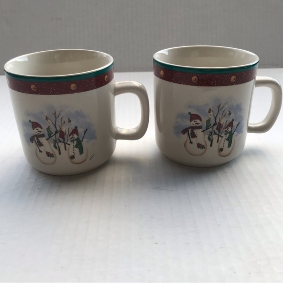 Set Of 2 Royal Seasons ‘’Snowman’ Stoneware Mugs  ’3” x 3” - Picture 1 of 7
